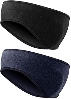 Kapsuen Ear Warmer Headband, 2 Pack Fleece Winter Headbands Men and Women Ear Muffs for Outdoor Sports Running, Cycling, Skiing, Football, Basketball and Tennis Ball