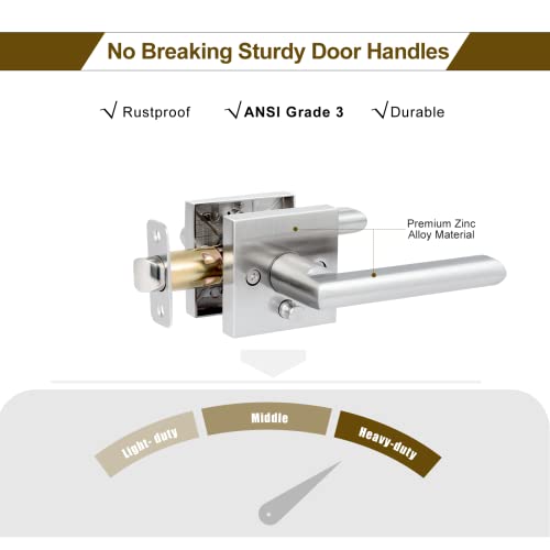 Hosom 30 Pcs 3.5 Inch 5/8 Radius Brushed Nickel Rounded Door Hinges And 6 Pcs Keyless Privacy Door Handle Satin Nickel #TOP6