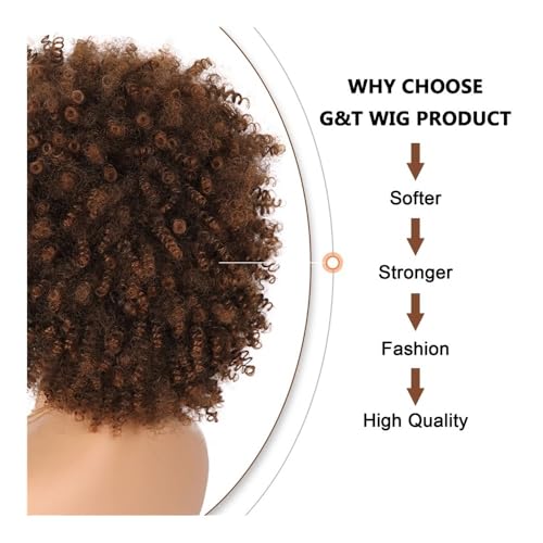 YUHANXINHESHE 70s Afro Wig dla kobiet, naturalny wygląd syntetyczny kręcone włosy z grzywką do codziennego użytku zwiększa objętość włosów (4PT30)