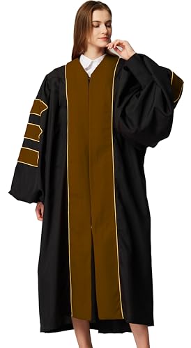 Image of MyGradDay Unisex Deluxe Graduation Doctorate Robe with Gold Piping Available for Customization