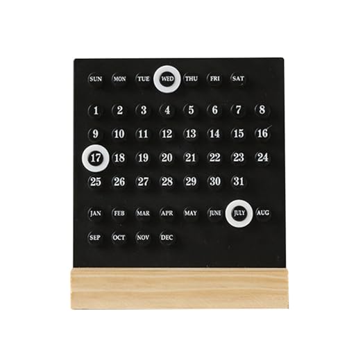 FQRDKT Wooden Calendar Ornaments for Desktop Use, DIY Ring, Handmade Decor for Home and Office, Black
