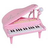 Mallya Piano Keyboard Toy 31 Keys Pink Electronic Musical Multifunctional Instruments with Microphone