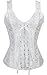 Imilan Women Sexy Boned Lace up Corsets and Strap Bustiers Top (FBA) (L (US Size 6-8), White)