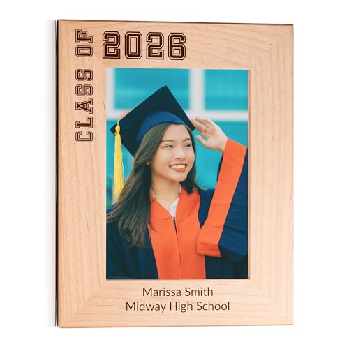 Lifetime Creations Personalized Graduation Picture Frame - Graduation Gifts for Him or Her, Class of 2026, College, High School, Hardwood Custom Engraved in USA (Holds 5x7 Inch Portrait Photo)