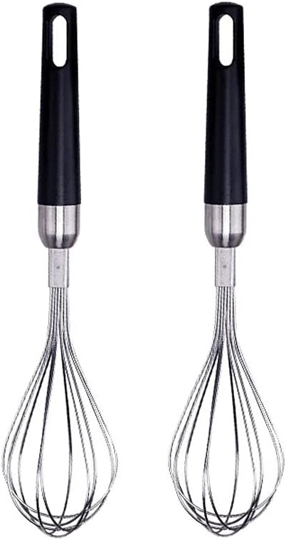 Whisks for Cooking 9”10”Stainless Steel Whisk, Balloon Kitchen Tool with Soft Plastic,Handle Heat Resistant Egg Beater for Cooking Blending Frothing,2 Packs Whisking Whisk (2PACKS 10.63INCH)