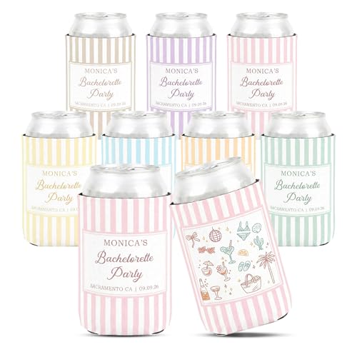 Image of Custom Bachelorette Can Coolers for Bachelorette Party & Beach Trip