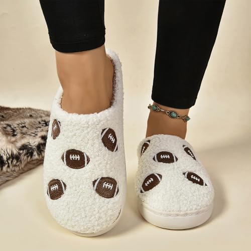Football Slippers for Women Cute Ball Sports House Shoes Fluffy Cozy Plush House Slippers Soft Warm Home Shoes3