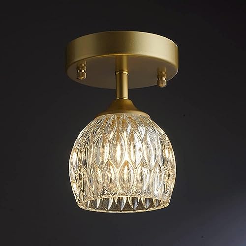 Plafonnier en verre transparent et finitions précieuses en or brossé - 2