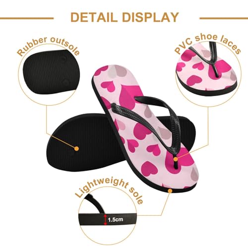 Pink Heart Flip Flop Beach Summer Casual Sandal for Women & Men Shower Shoes 208617602