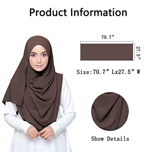 Image of LMVERNA Solid Color Bubble Chiffon Scarf for Women Fashion Soft Hijab Long Scarf Wrap Scarves