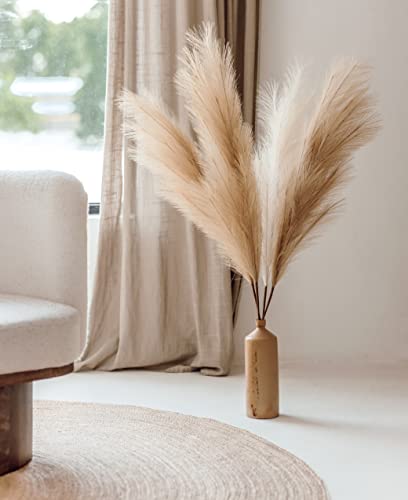 Chousse-43-36-ft-Pampas-Grass-Tall-4-Pcs-Faux-Pampas-Grass-Bulk-Artificial-Large-Pampas-Grass-Decor-for-Floor-Vase-Room-Decor-Home-Decor-Boho-Decor-Coffee-Cream