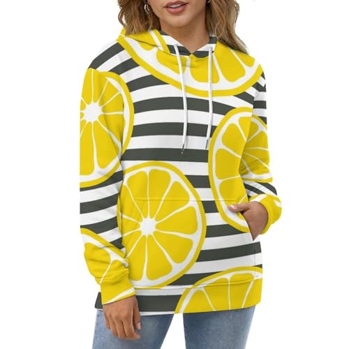 Sweatshirt jaune citron à capuche manches longues coupe mixte taille S