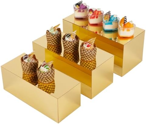 Amazon.com: BBTO 6 Pcs Gold Buffet Risers Wood Display Table Stand for ...
