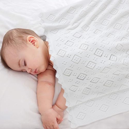 mimixiong Baby Swaddle Blanket 100% Cotton Gender Neutral Pointelle Receiving Blanket for Boys Girls Cuddle Stroller Crib Blanket2