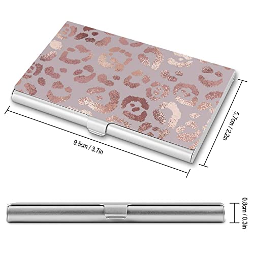 Satuen Business Card Holder Case,Rose Gold Leopard Cheetah Print Pink Personalized Premium Business Name Card Case Credit Box Holders Business Card Storage Pockets For Men Women Office Travel #TOP1
