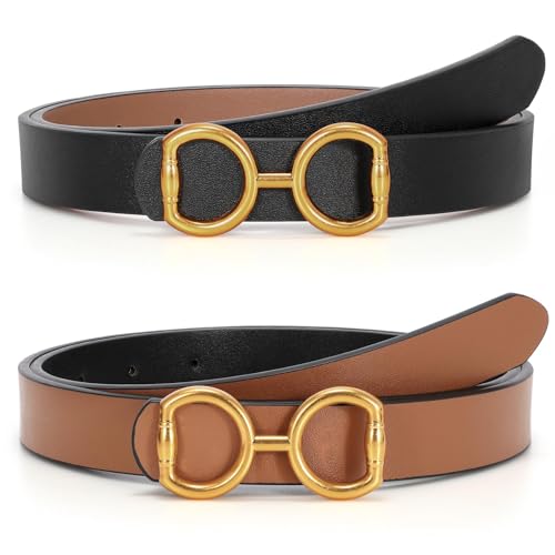 Reversible Leather Belt for Women, Fashion Ladies Belt for Jeans Pants Dress Width:0.9