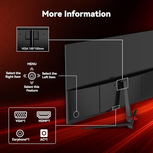 Image of Great voell 27 Inch Gaming Monitor FHD (1920x1080), 100Hz Computer Monitor Speakers Built in, HDR10, 99% sRGB, FreeSync, HDMI /DP, Design VESA (100 x 100mm)