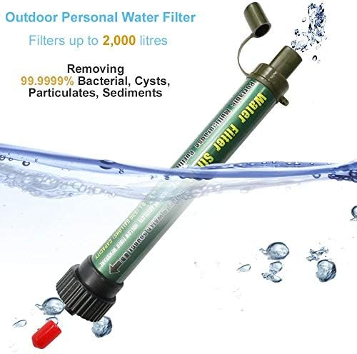 DJB Personal Water Purifier 2000L Portable Water Purification Straw Outdoor Survival Water Filtration 0.01 Micron Emergency Equipment For Camping,hiking,travel