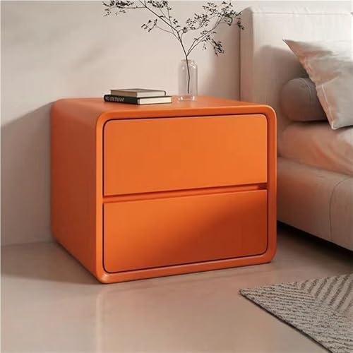 HJYBFA Mesita de noche de cuero con 2 cajones, mesas de noche con asas ocultas, mesa auxiliar de almacenamiento, mesa auxiliar moderna de madera para sala de estar, dormitorio, fácil de limpiar