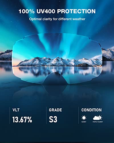 Zionor X4 Ski Goggles Magnetic Lens - Snowboard Goggles For Men Women Adult - Snow Goggles Anti-Fog Uv Protection (Vlt 13.67% Blue Frame Revo Blue Lens) #TOP1