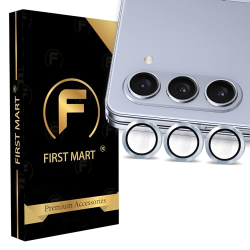 Image of FIRST MART Light Blue Camera Ring Guard Protector for Samsung Galaxy Z Fold 5 | Tempered Glass with Metal Alloy Rings, HD Clear, Scratch Resistant, Case-Friendly | Pack of 1