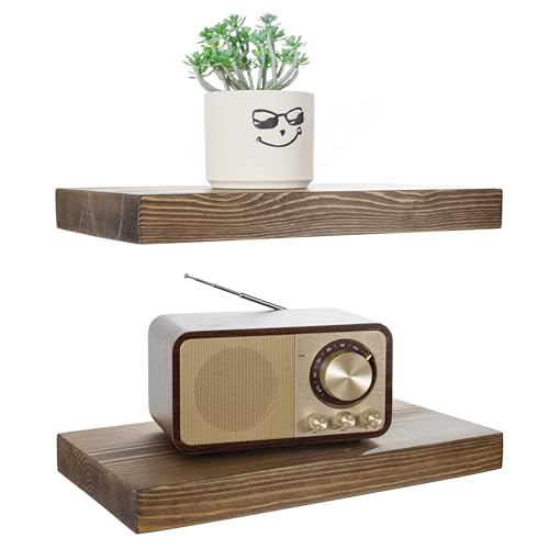 BGMG Wood Floating Shelves for Wall 12 inch Set of