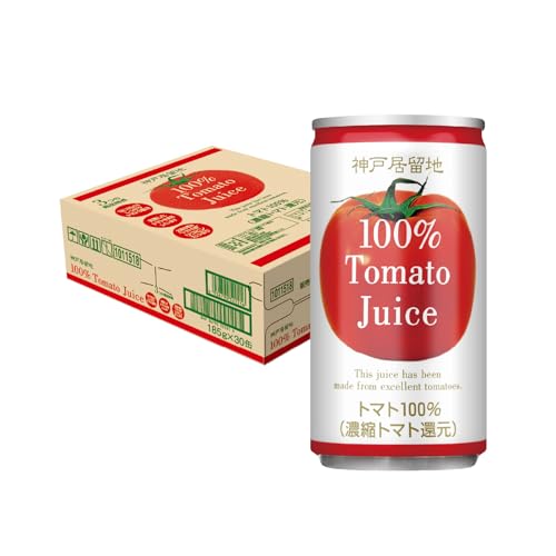 神戸居留地 トマトジュース 有塩 完熟 トマト 100% 缶 185g ×30本 [ 飲み切りサイズ トマト3個分 ]