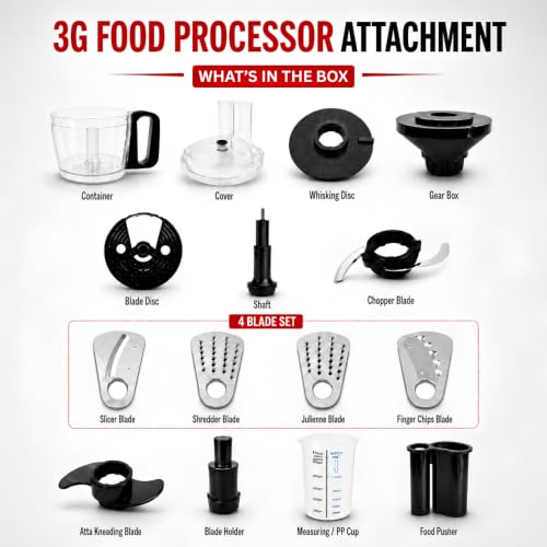 Image of All In One 3G Food Processor Attachment (Universal) | Kneading, Chopping, Slicing, Shredding & Whisking | Attachment Only - No Motor /Mixer