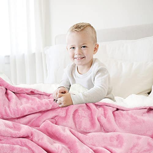 VAS COLLECTIONS All Season Sherpa Baby Blanket Comfy Soft Warm Blankets for Baby Girls and Boys/Baby Wrapper/Swaddle Blanket for 0-5 Years Kids Pink
