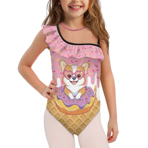 Image of Girls One Piece Swimsuits Size 3-14 Trendy Ruffle Bathing Suit Casual Hawaiian Summer Beach Swimwear