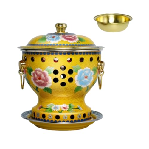 FLXHSA Enamel Cloisonne Buffet Soup Copper Single Person Hotpot Sturdy Home Use Shabu Pot Old Hot Pot,F