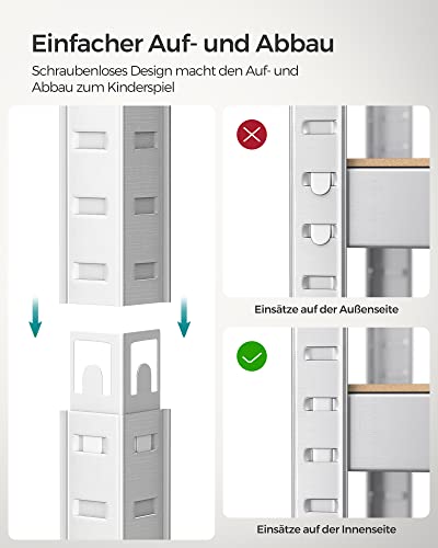 SONGMICS Schwerlastregal, 2er Set, Kellerregal, Lagerregal, 30 x 75 x 150 cm, Regal mit Stahlgestell, bis 650 kg belastbar, 5 verstellbare Ablagen, silbern GLR030E02
