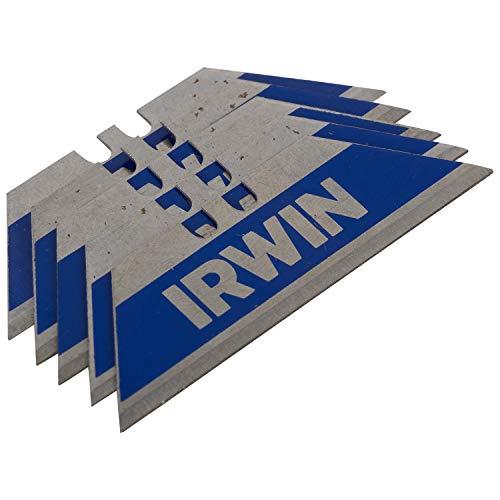 IRWIN IW10504240 Jeu de 5 Lames de Couteau bi-métal, Argent/Bleu