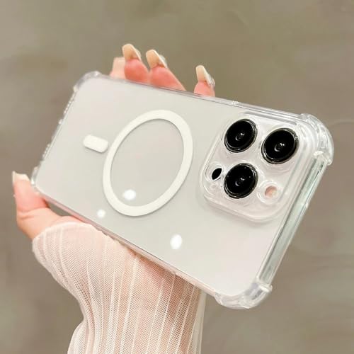 Coque transparente pour iPhone 15 pro max mate magnétique avec pare-chocs antichoc