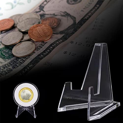 Expositor de moedas transparente - Mini cavalete acrílico, 1,42 polegadas de altura | Suporte de pla