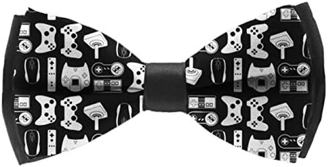 L Wright-King Mens Classic Pre Tied Satin Formal Tuxedo Bowtie Adjustable Black Video Game