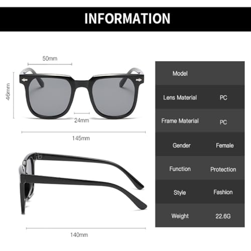 Lunettes de soleil rétro femmes classiques de forme carrée et oversize