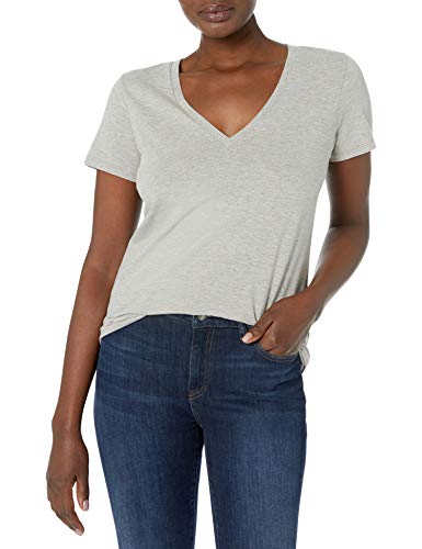 J.Crew Mercantile Women's Vintage Cotton V-Neck T-Shirt, Heather Soft Grey, S