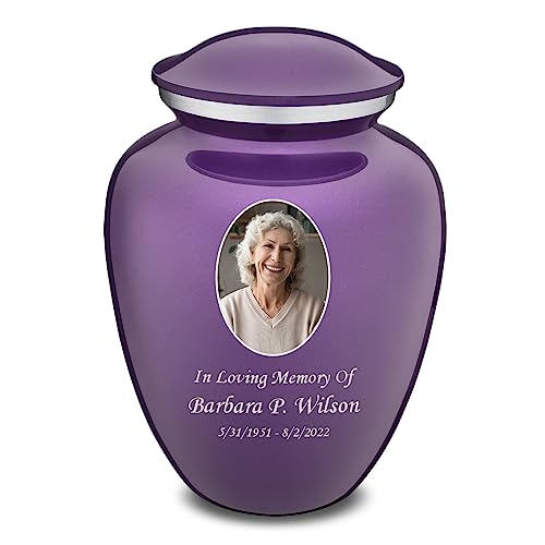 Image of Geturns - Adult Cremation Urns for Human Ashes I Large Purple Photo Funeral Urn for Female and Male I 200 lbs