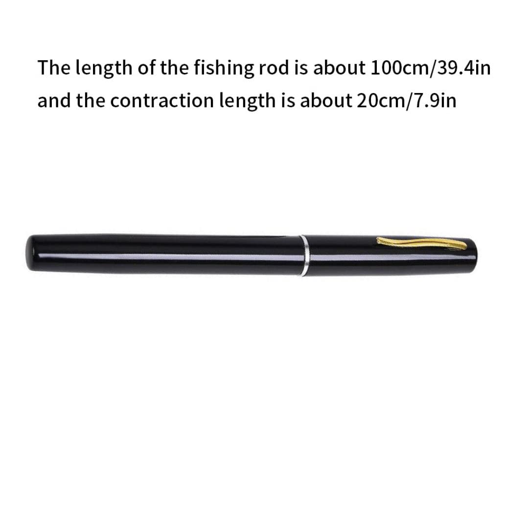 Mini Stift Aussehen Angelrute, tragbare rotierende Rad Angelrute Winter im Freien Angelruten Angelruhzubehör Taschen Angelrute Mini Stift Aussehen Angelrute, tragbares Drehen