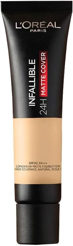 L’Oréal Paris Liquid Foundation, Waterproof, Sweatproof and Heatproof, Oil-Control, Infallible 24H Matte Cover, 140 Golden Beige, 35 ml