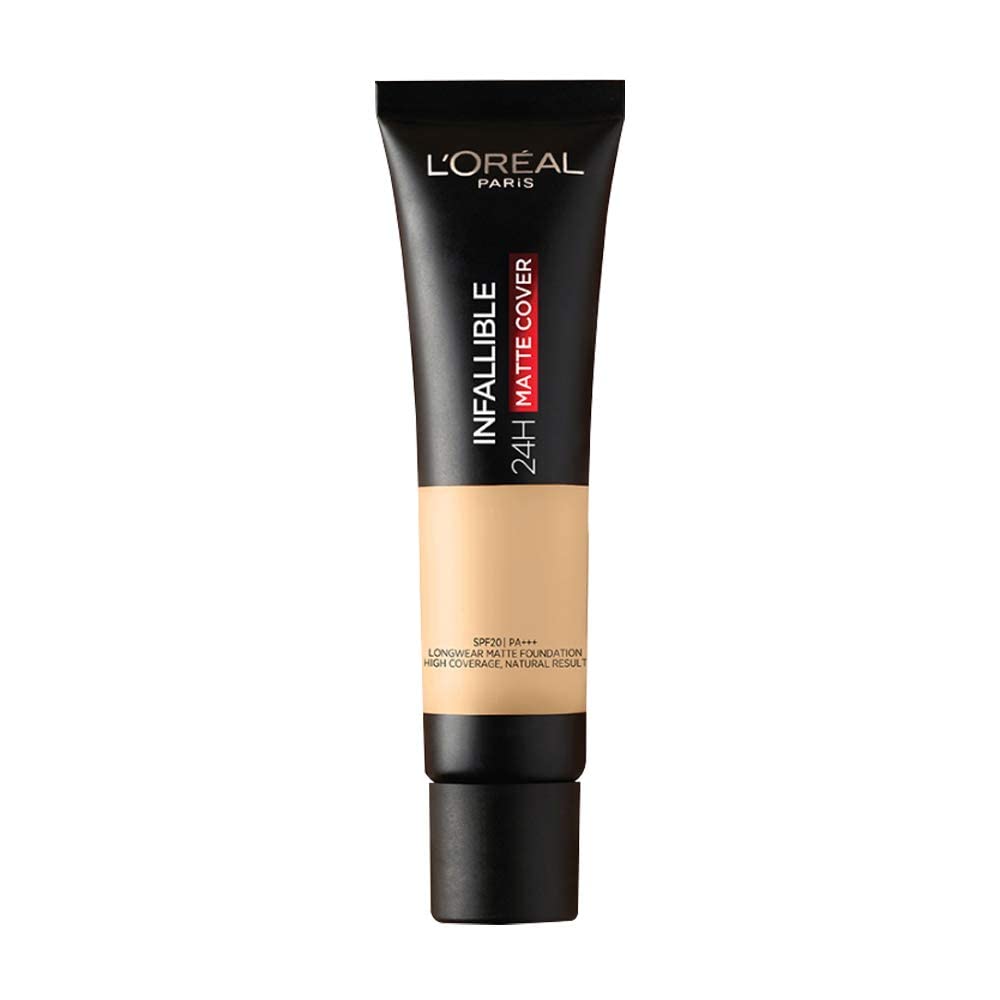 L’Oréal Paris Liquid Foundation, Waterproof, Sweatproof and Heatproof, Oil-Control, Infallible 24H Matte Cover, 140 Golden Beige, 35 ml