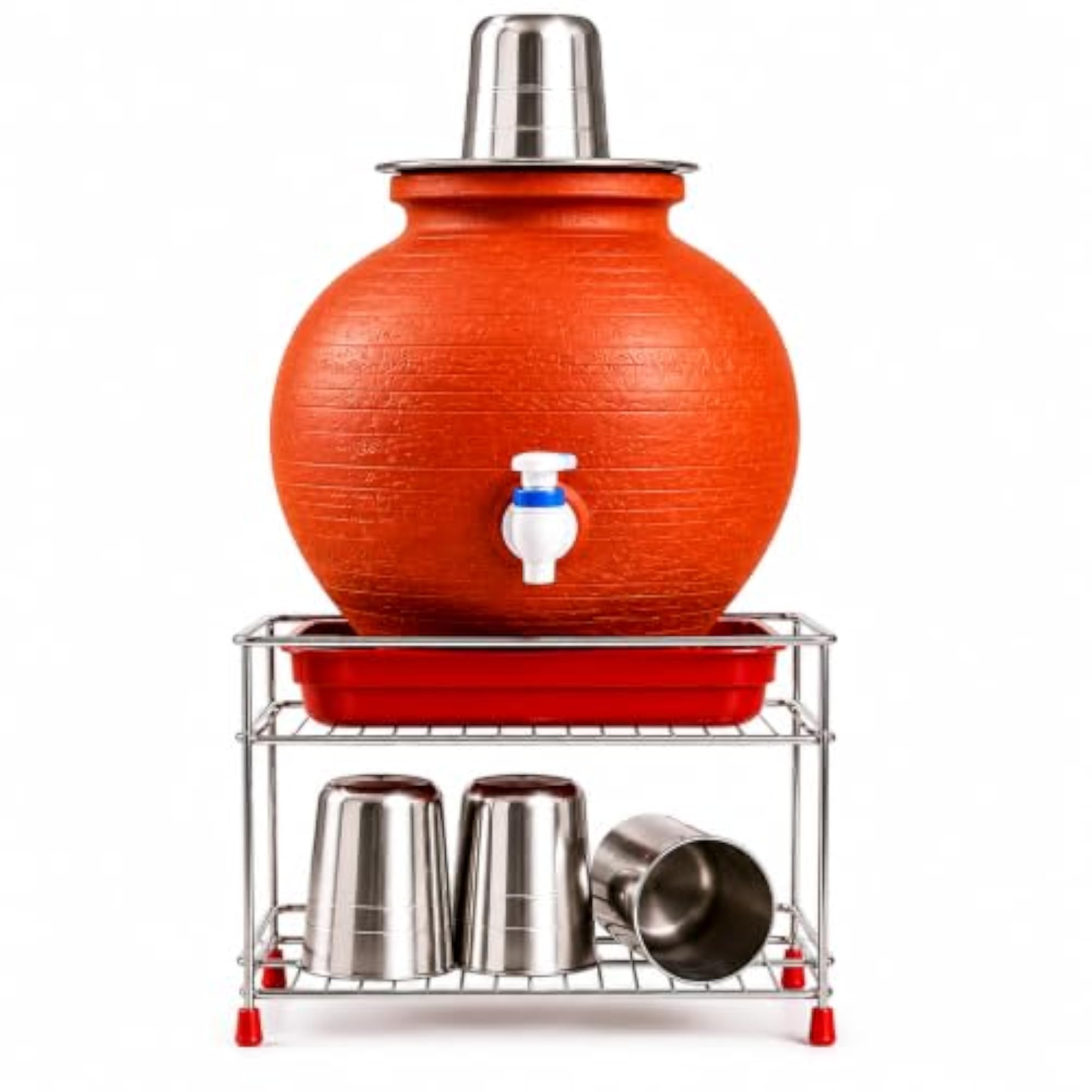 Stainless Steel Pot Rack Stand with Removable PVC Tray