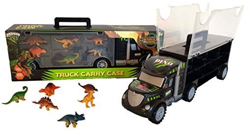 Playscene Large Dinosaur Truck Carrying Case with Educational Toy Dinosaur Figurines (Dinosaur Truck)