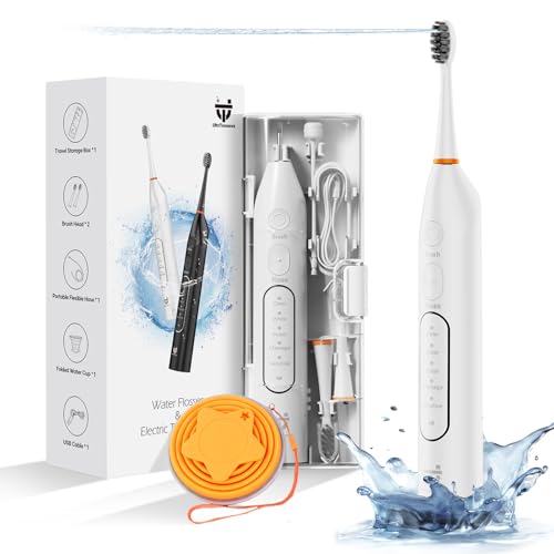 UltrTxenova �d�����u���V �E�H�[�^�[�t���X�t�� 2in1 �R�[�h���X���u���V�ƃE�H�[�^�[�t���b�T�[�R���{ ��l�p �[�d���t���X���u���V �u���V�w�b�h2��&�g���x���P�[�X�t �z���C�g