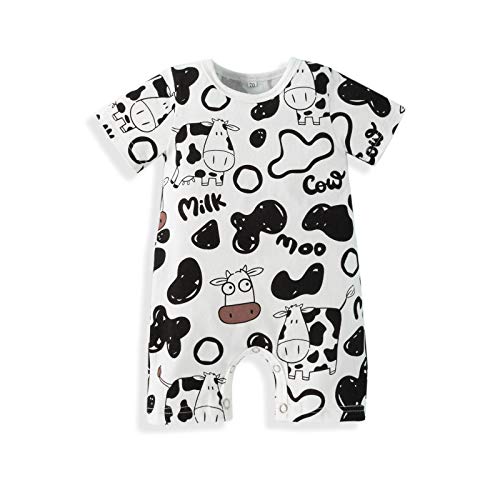Neutral newborn baby boys girls milk cow jumpsuits animals short …