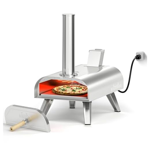 BIG HORN OUTDOORS 12" Dual Fuel Pizza Oven – Electric & Wood Pellet, Indoor & Outdoor High-Temp Pizza Maker (1000°F) with Pizza Stone for Wood-Fired Flavor