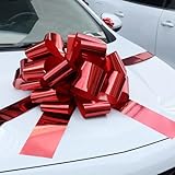Big Car Bow Metallic Red, 20 inch Round Shape Present Bows, Big Bow for Present Gifts, Birthday Bow, Giant Bow for Cars Decor New Houses, Big Bow Huge Car Bow for Present Wrapping Bows