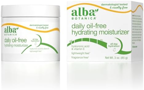 Alba Botanica Daily Oil Free Hydrating Moisturizer, with Hyaluronic Acid and Vitamin E, 3 Oz (Packaging May Vary)