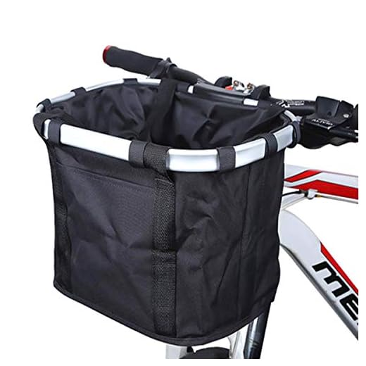 Qiuhome Bike Front Basket Small Pet Dog Cat Carrier Basket Folding Removable Bicycle Handlebar Basket for Shopping/Picnic (Black)